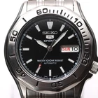 SEIKO 5 Sports Automatic Men's Watch 7S26-01G0 Black Dial Display Back Vintage