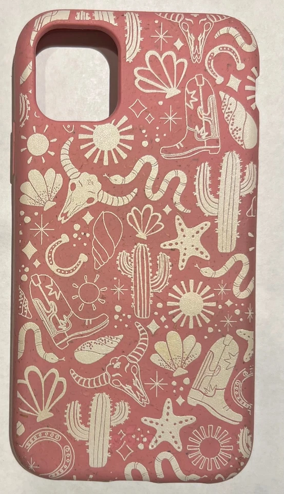 Funda Pela iPhone 11 - Diseño Occidental Rosa Coral | Teléfono Compostable Ecológico Foto 3 de 4