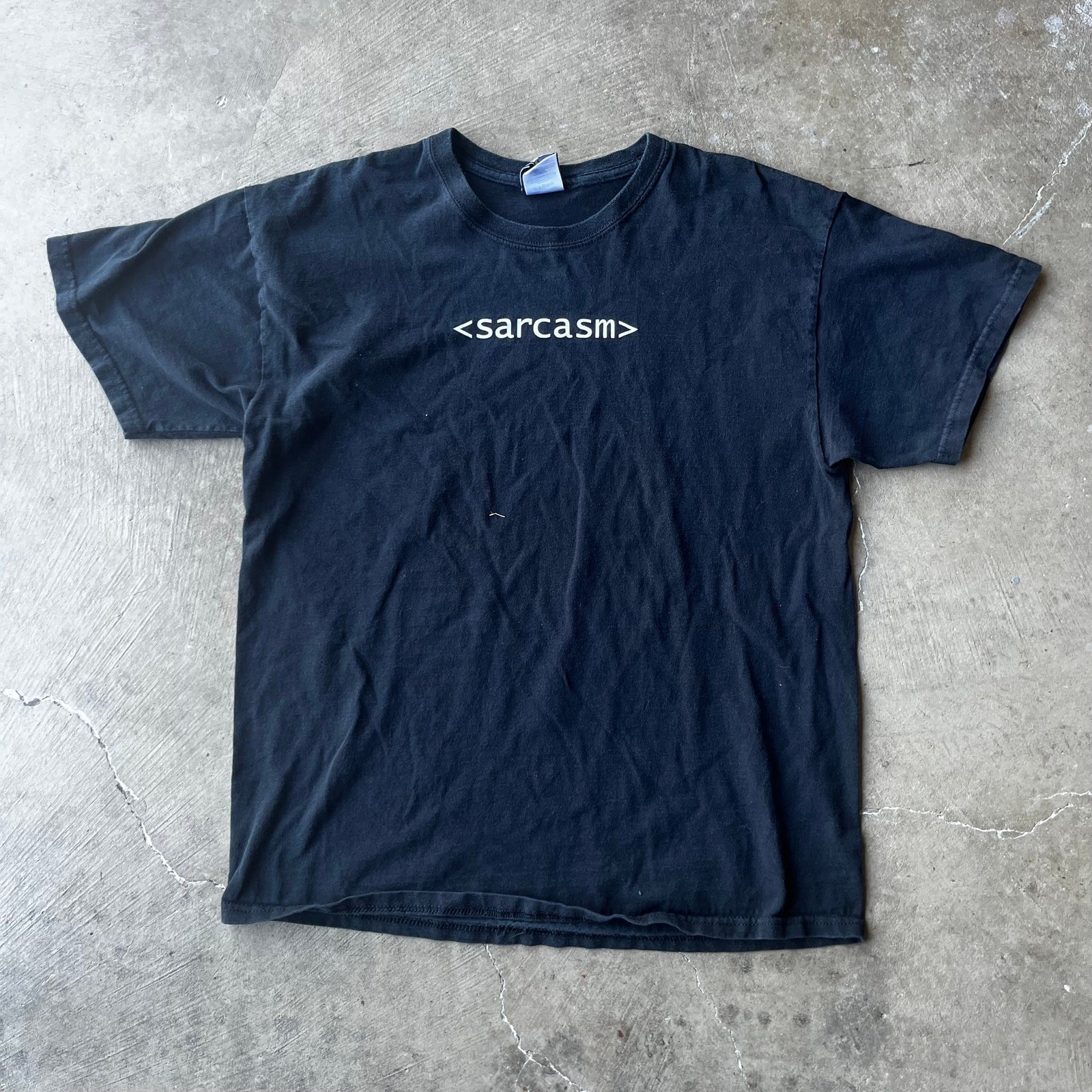 Vintage Y2K Sarcasm T-Shirt Funny Joke Programmer Computer Graphic Mens Large