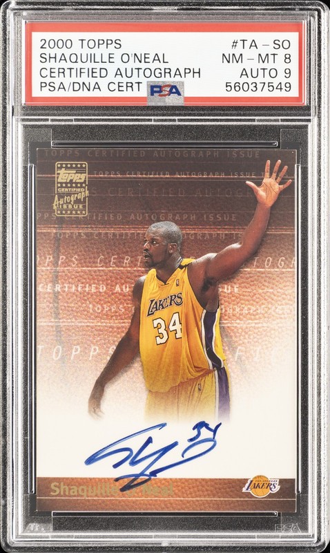 2000 TOPPS CERTIFIED AUTO #TA-SO SHAQUILLE O'NEAL PSA 8 AUTO 9