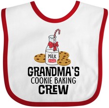 Inktastic Grandma Christmas Cookie Baking Crew Baby Bib Grandchildren Grandson