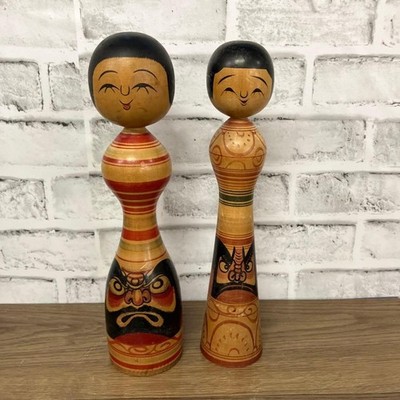 E kabe Morisenzou Kokeshi Puppe Tsugaru Stil Daruma bemalt Vintage Klassiker