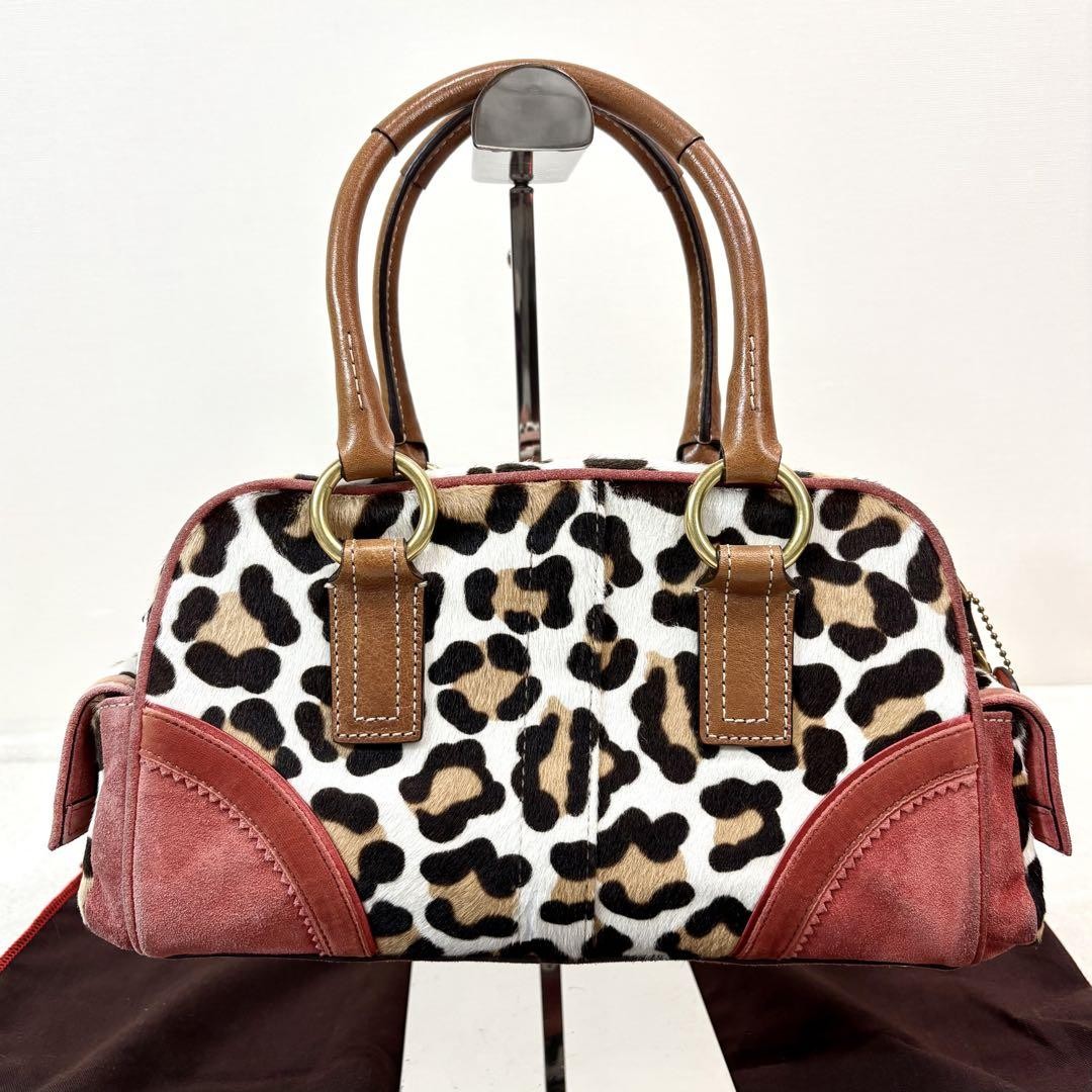 バッグ Coach Unborn Carf Soho Leopard Bag Rare COACH Unborn Carf Leopard Turn Lock Hand Bag Ribbon