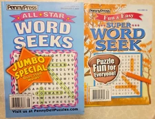 Penny Press Word Seek  Puzzle Books - Lot of 2 -Current -Great Stocking Stuffers