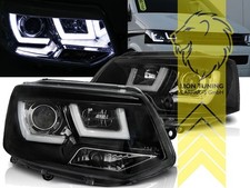 LTG Pair LED DRL U-Tube Headlights VW T5 Transporter FL T5.1 09-15 Bus black LHD