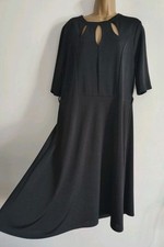 BOOHOO BLACK CUT OUT NECKLINE FIT & FLARE DRESS SIZE 18 / 20