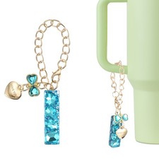 Letter Charm for Stanley Tumbler Cup, Bow Heart Initial I Letter Charm, Blue