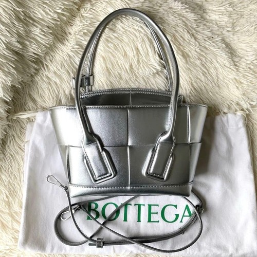 Bottega Veneta Mini The Arco SilverTote Bag Handbag Leather Used