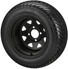 (4) Golf Cart 215/50-12 LSI Elite Street Tire on 12x7 8-Spoke Black Steel Wheels