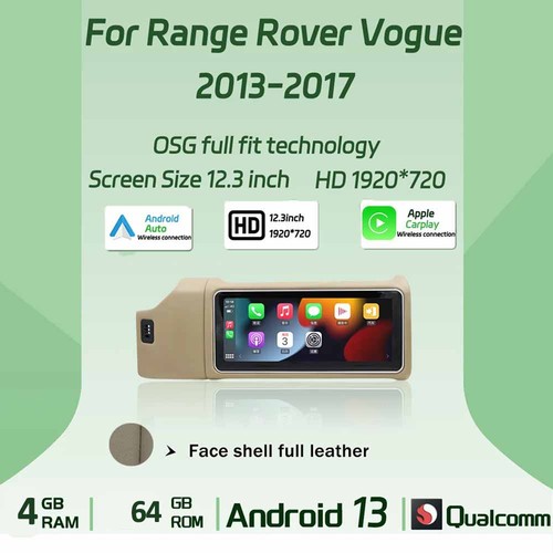 4+64G 12.3" Carplay Per Land Rover Range Rover Vogue 2013-2017 Android13 BT GPS - Picture 7 of 12