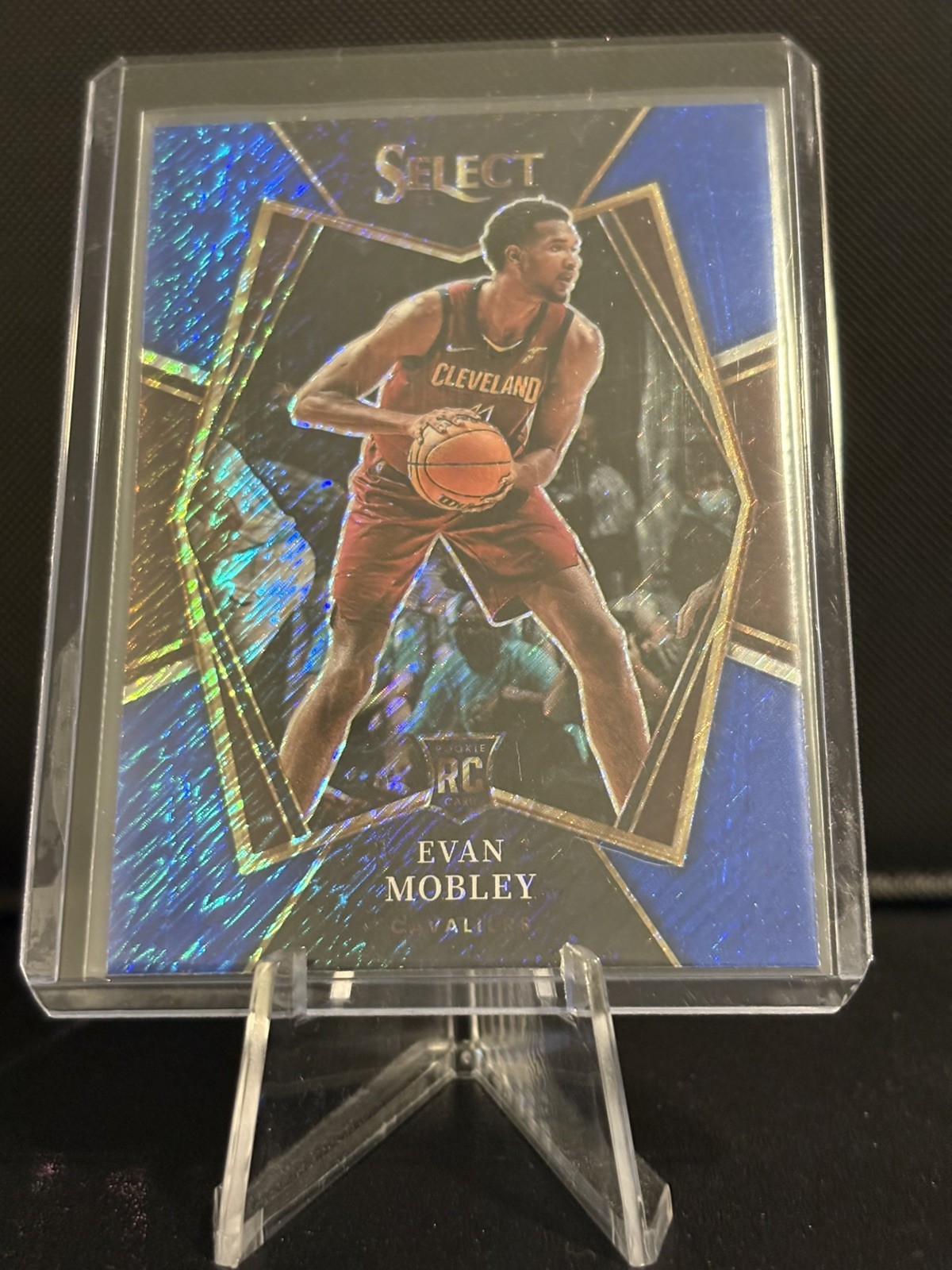 2021-22 Panini Select - Premier Level Evan Mobley #110 Blue Shimmer Prizm (RC)