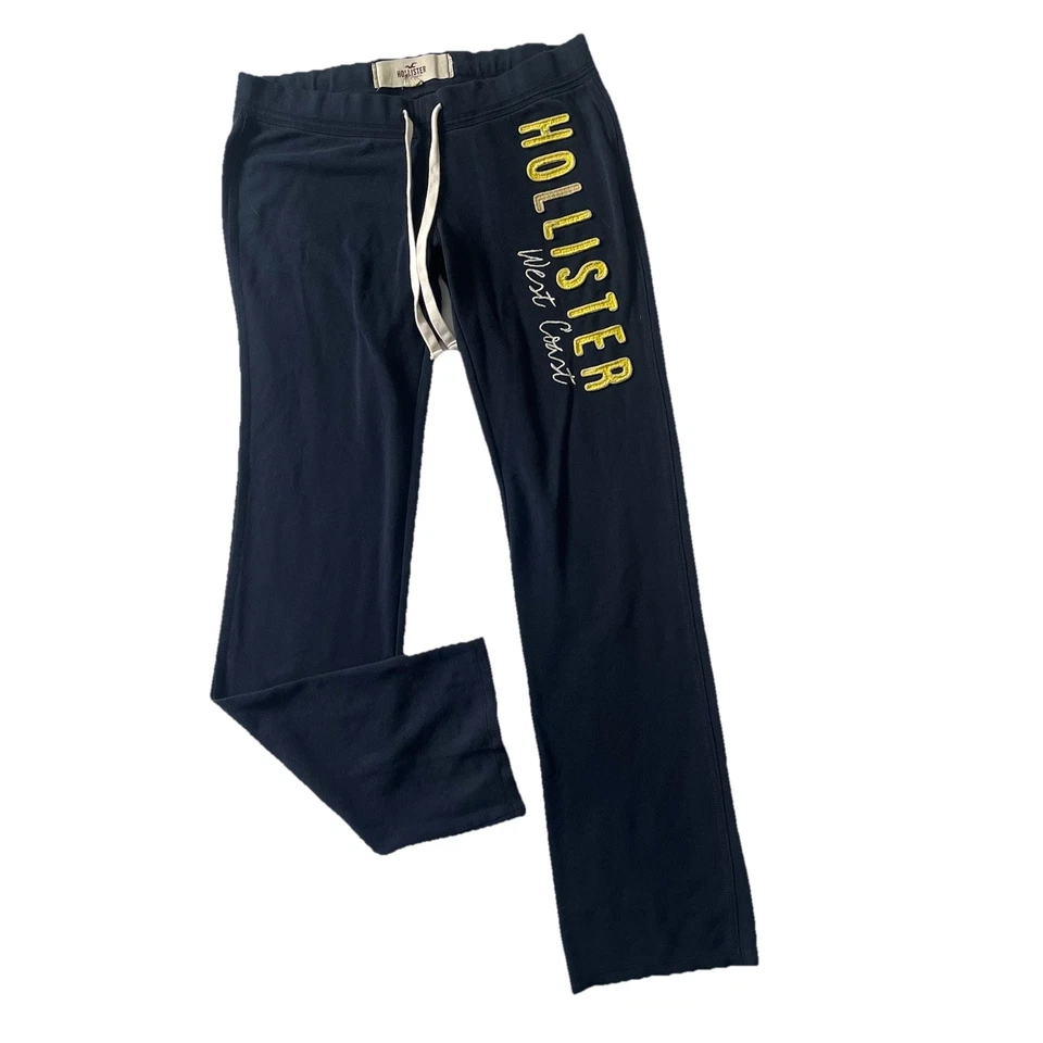复古 Y2K Hollister 运动裤 SZ M 蓝色标志拼色西海岸购物中心学院风 — 第 2/4 张图片