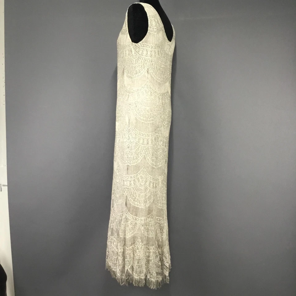 Vestido Damianou Mujer Mediano Cuentas Flecos Maxi Sin Mangas Vestido de Noche EE. UU. Foto 3 de 4