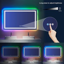 32  X36  RGB LED Bathroom Mirror with Lights, Large, Anti-Fog, Dimmable Smart Lig