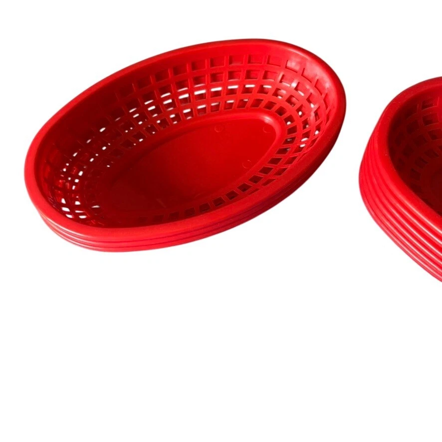 TableCraft Vintage Nº Lote de 9 cestas de comida ovaladas de plástico rojo 1074 - Hechas en EE. UU. Foto 2 de 4