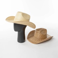 Palm Leaf Cowboy Straw Hat Men Women Summer Outdoor Beach Western Sun Protection