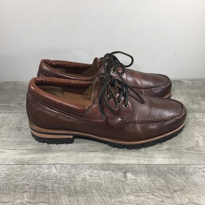 Men's Hudson Leather Campmoc Lug Sole Boat Lace Up Slip On Lug Shoes Size 11.5