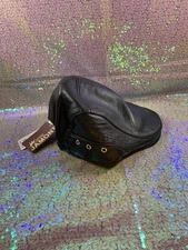 JAMONT  Mens Cabbie Flat Ivy Cap PU leather Deep Brown Peaked adjustable NWOT