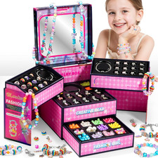 Girls Toys Charm Bracelet Making Kit with Jewellery Box, DIY Crafts Supplies Kit