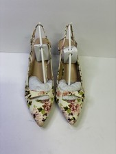 Bandolino Womens Floral Slingback Pumps Bow Kitten Heel Pointed Toe Size 8 New