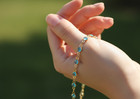 Elegant Gold Tone Anklet 18K Gold plated Minimalist Chain Anklet Sky Blue — photo 4