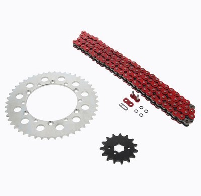 1994-1996 Kawasaki KX250 KX 250Red O Ring Chain and Sprocket Silver 15/48 112L