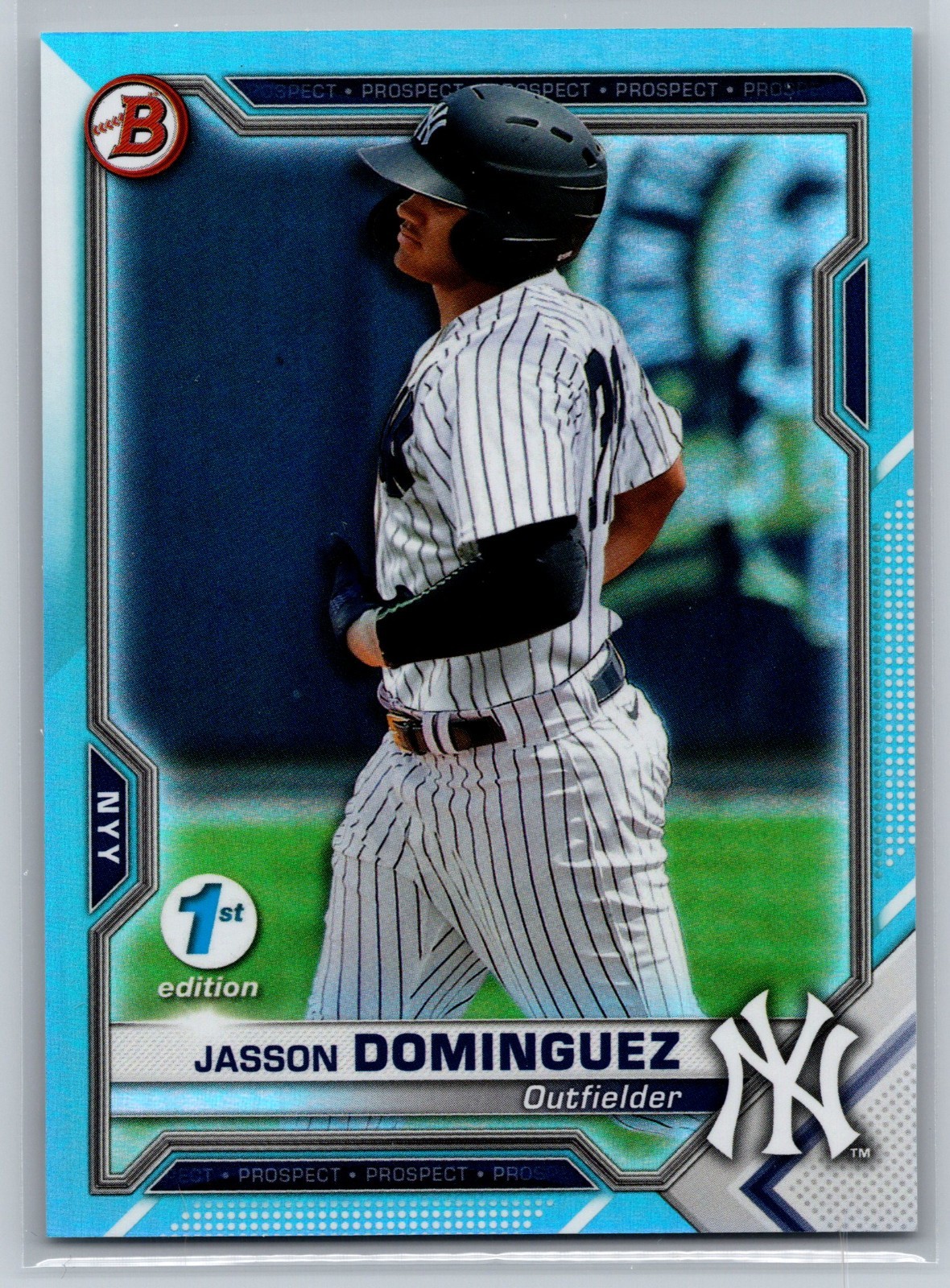 JASSON DOMINGUEZ 2021 Bowman 1st Edition SKY BLUE FOIL ~ Yankees