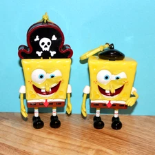 Lot of 2 Nickelodeon Pirate & Beret SpongeBob Squarepants Candy Clip Toys 2004