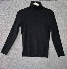 Tuckernuck Pomander Place Women's Black Arlo Turtleneck Ribbed Sweater Medium 