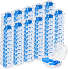 100 Pairs Ear Plugs Bulk, NRR 29Db Reusable Silicone Ear Plugs with Plastic Case