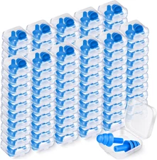 100 Pairs Ear Plugs Bulk, NRR 29Db Reusable Silicone Ear Plugs with Plastic Case