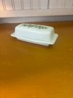 Pyrex Corelle Crazy Daisy Spring Blossom Butter Dish Vintage Green, EXCELLENT