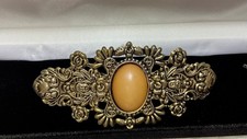 Vintage Molded Gold 80's Barrette Metal Hair Victorian Style KOREA