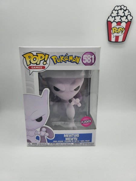 Funko Pop Mewtwo Pokemon 581 Mewtu Flocked PokéMon Vinyl Figur Nintendo OVP-image