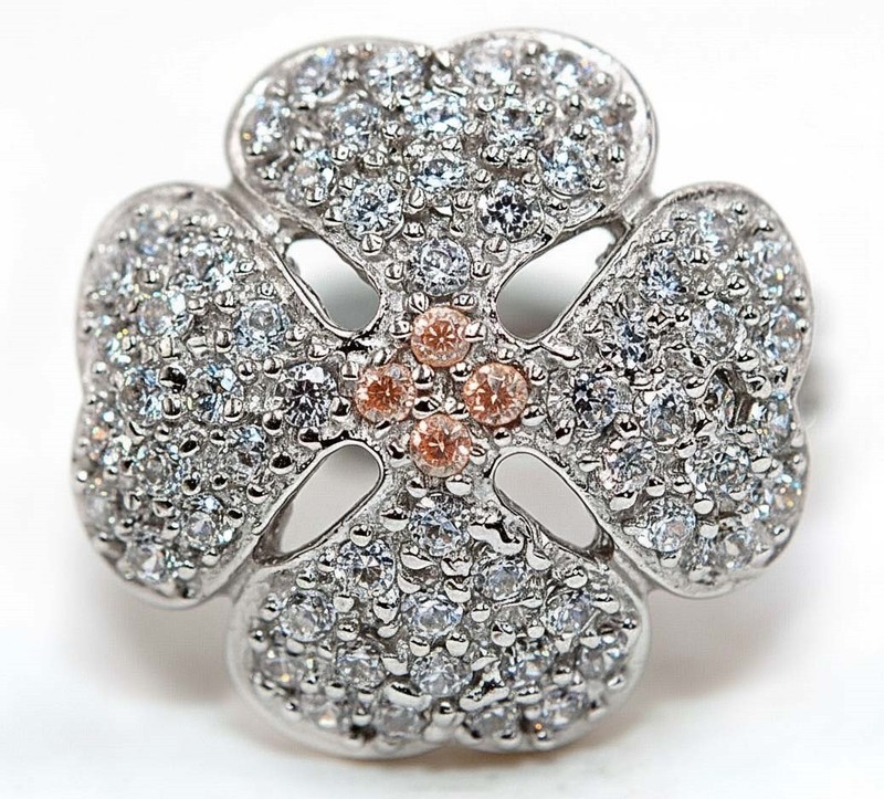 Clover3CT  Padparadscha 925 Sterling Silver Ring Sz 7 MM4-10