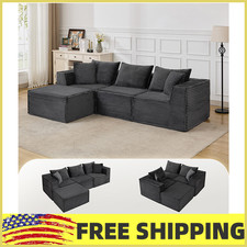 107" Boneless Corduroy L-Shaped Sectional Sofa