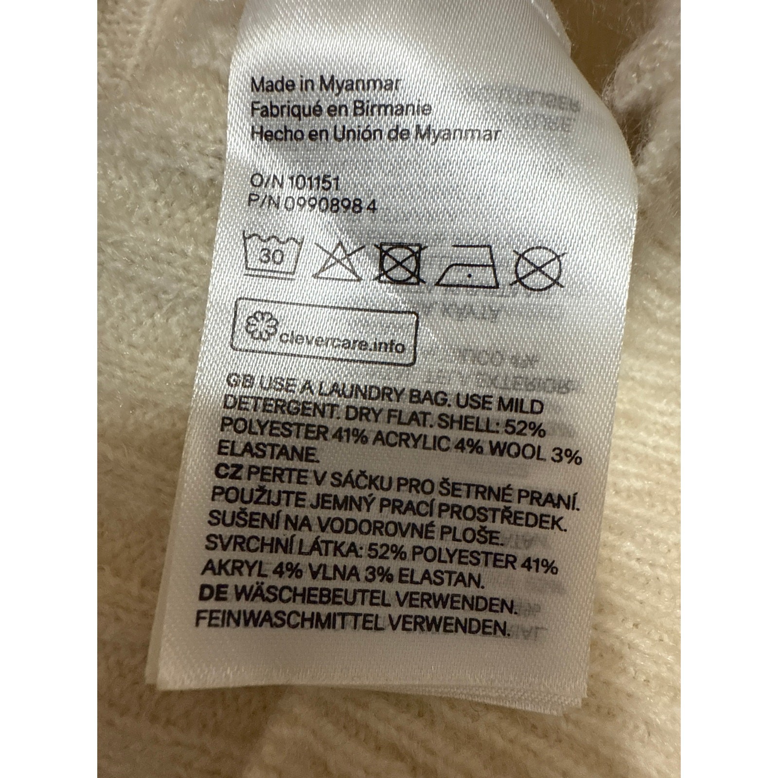 H&M Women's Cream White Wool Rib Knit Button Long Sleeve Cardigan Sweater Sz XL thumbnail 5