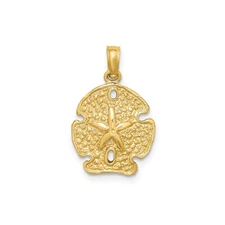 14k Yellow Gold Sand Dollar Pendant Sea Life Charm Nautical Coastal Jewelry