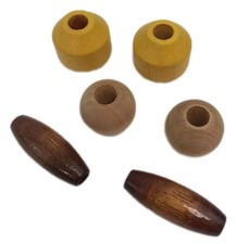 Set of 6 Mixed Wood Large Beads Assorted Shapes Natural Colors