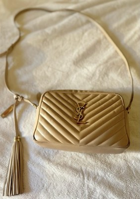 Saint Laurent Beige Quilted Crossbody Bag