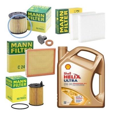 5L SHELL ULTRA 0W30 FULL MANN FILTER SERVICE KIT FOR CITROEN C4 CACTUS 1.6 2014+