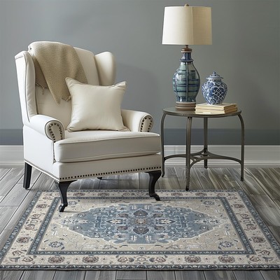 EVERGRACE Faux Wool Area Rugs 3'x 5' Boho Medallion Rugs for Living Room Indo...