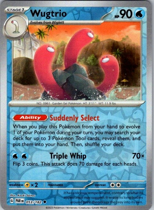 Wugtrio 053/182 Uncommon Paradox Rift Pokemon Reverse Holo Near Mint
