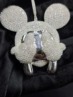 3.5Ct Round Cut Real Moissanite Customized Cartoon Pendant 14K White Gold Plated