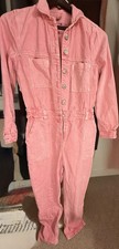 Pink Rose Dungarees Vintage Rare 90s Baby Pink Size 8-10