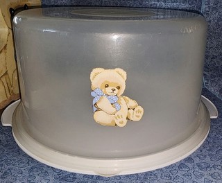 Tienshan Country Bear Cake Keeper Carrier White Base Bottom Theodore Teddy VTG