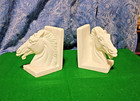 2 Vtg non painted or glazed  ceramic horse head bookends — photo 9