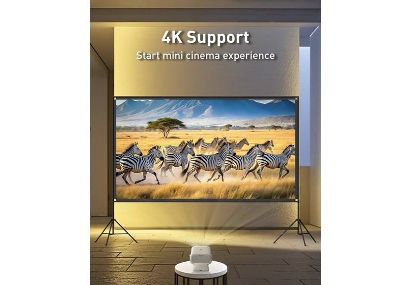 Projector Screen with Stand 120 Inch, Portable 16:9 4K HD Movie Screen