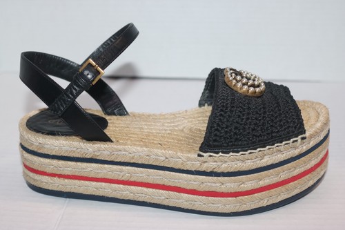 Gucci Lilibeth GG Platform Espadrille Sandals Black Size 37 - Picture 5 of 13