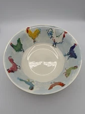 Tiffany & Co 1998 Tiffany Roosters 12.5" Large Round Serving Bowl Vintage